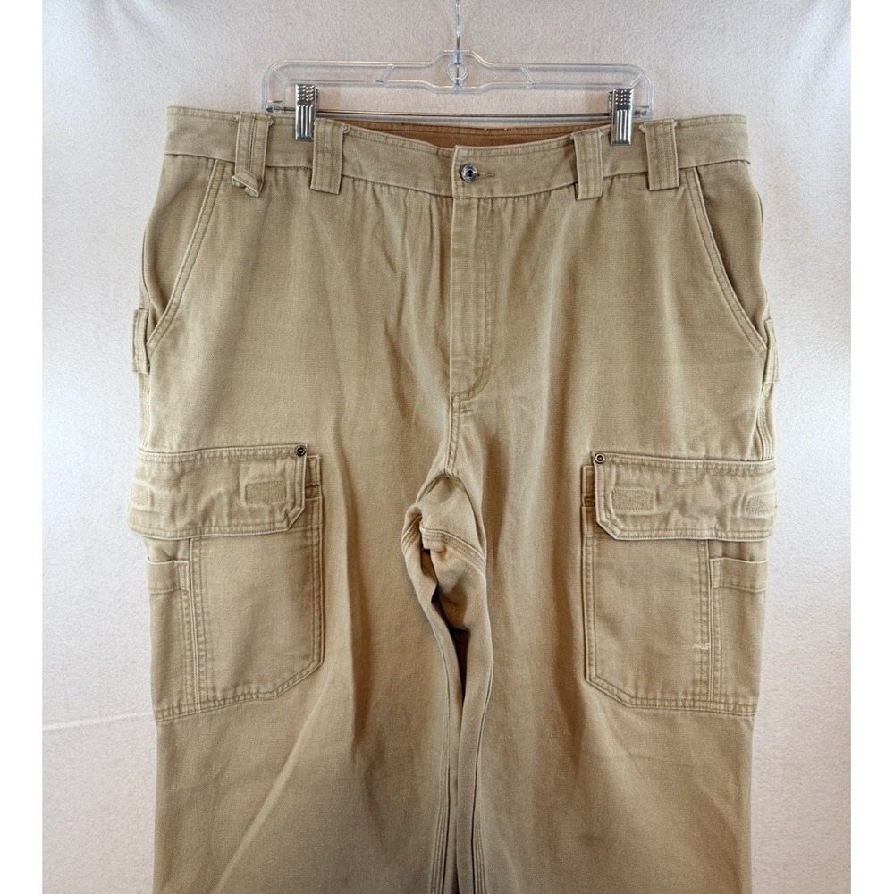 Duluth Trading Co Pants Men 42x30 Flex Fire Hose Work Cargo 92204 Beige Tan